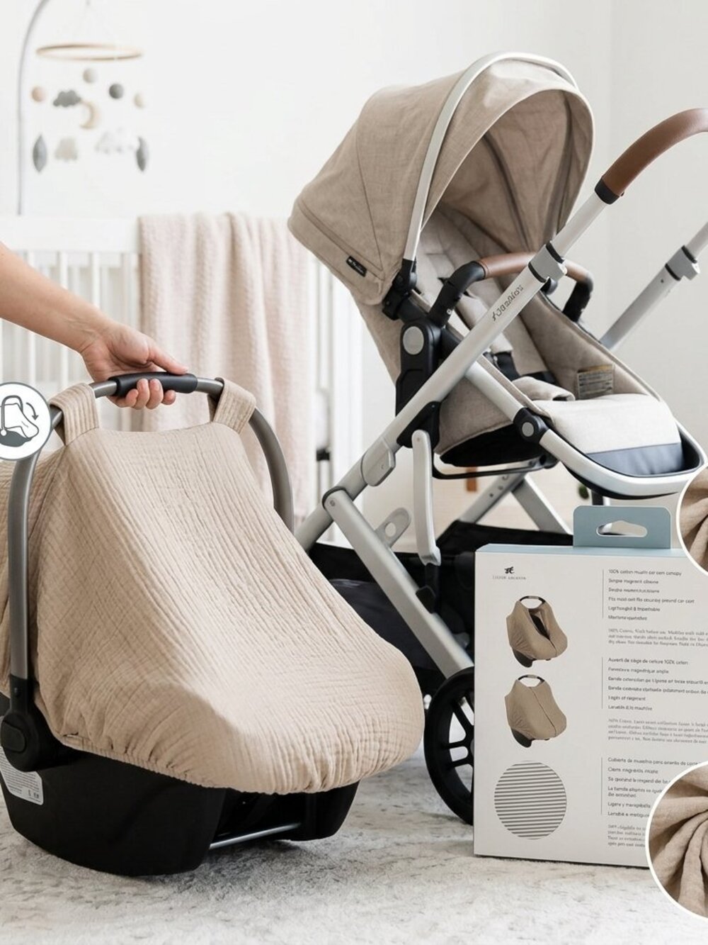 Little Unicorn Baby Car Seat Canopy. Sotf & Breathable Muslin Fabric,Universal.